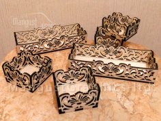Lazer Kesim Arabesk Sanat Kutusu Tepsileri Şablonları Ücretsiz Vektör
