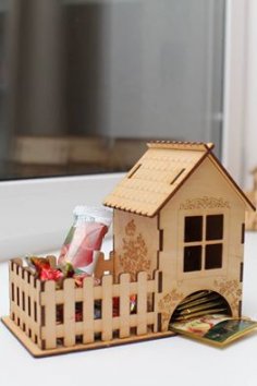 Lazer Kesim Çay Evi Şeker Kutusu ile 3mm Ücretsiz Vektör