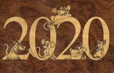 Lazer Kesim Yeni Yıl 2020 Şablonu Ücretsiz Vektör