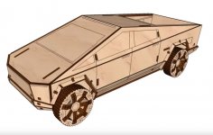 Lazer Kesim Kontrplak Tesla Cybertruck Şablonu Ücretsiz Vektör