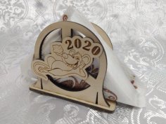 Lazer Kesim Yeni Yıl 2020 Peçete Halkaları Ücretsiz Vektör