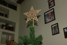 Noel Ağacında Lazer Kesim Yıldız Yeni Yıl Ücretsiz Vektör