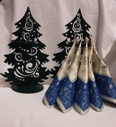 Lazer Kesim Peçete Tutucu Noel Ağacı Ücretsiz Vektör
