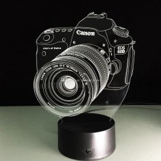 Lazer Kesim Canon 3D İlüzyon Optik Lamba Ücretsiz Vektör