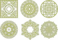 Lazer Kesim Mandala Dekorasyonları Ücretsiz Vektör