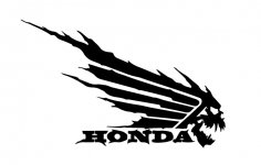 Honda Kanatlı Kurukafa Etiket Çıkartması DXF Dosyası