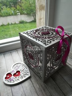 Lazer Kesim Dekoratif Düğün Kutusu Şablonu Ücretsiz Vektör