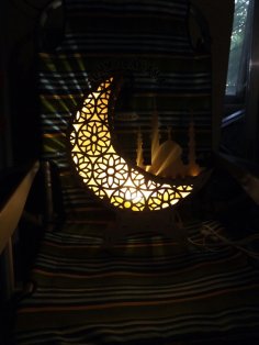 Lazer Kesim Lamba Ay Gece Lambası Şablonu Ücretsiz Vektör