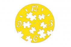 Lazer Kesim Çocuk Odası Duvar Saati, Puzzle Şablonu Ücretsiz Vektör
