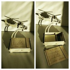 Lazer Kesim Helikopter DXF Dosyası İçeren Kartvizitlik