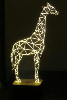 Lazer Kesim Zürafa 3D Optik İllüzyon Gece Lambası Ücretsiz Vektör