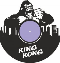 Lazer Kesim King Kong Vinil Plak Duvar Saati Ücretsiz Vektör