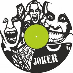 Lazer Kesim Joker Vinil Plak Duvar Saati Şablonu Ücretsiz Vektör