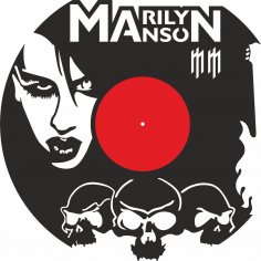 Lazer Kesim Marilyn Manson Vinil Plak Duvar Saati Ücretsiz Vektör