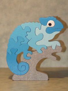 Lazer Kesim Bukalemun Eğitici Puzzle Oyunu Çocuklar İçin Ücretsiz Vektör