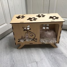 Kedi Evi Lazer Kesim Ahşap CNC Planları Ücretsiz Vektör