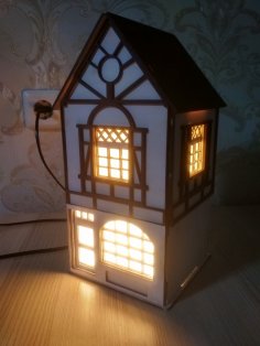 Ev Şeklinde Gece Lambası Lazer Kesim CNC Planları DXF Dosyası