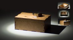 Bağış Kutusu 3mm MDF Lazer Kesim Şablonu DXF Dosyası