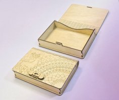 Lazer Kesim Ahşap Kitap Kutusu Tokalı Şablon Ücretsiz Vektör