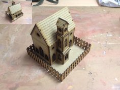 Lazer Kesim Kilise Modeli Şablonu 3mm SVG Dosyası