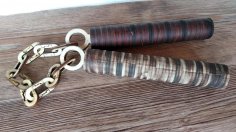 Lazer Kesim Dövüş Sanatları Nunchaku Kontraplak 6mm Şablon Ücretsiz Vektör