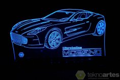 Lazer Kesim Aston Martin One-77 Spor Araba Akrilik 3D Lamba Ücretsiz Vektör