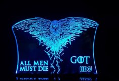 Lazer Kesim Bütün Erkekler Ölmeli Game of Thrones Akrilik 3D Lamba Ücretsiz Vektör