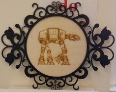 Lazerle Oyulmuş AT-AT Yürüteci Lazer Kesim Dekor Çerçevesinde Ücretsiz Vektör