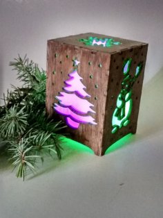 Lazer Kesim Noel Gece Lambası Kutusu Şablonu Ücretsiz Vektör