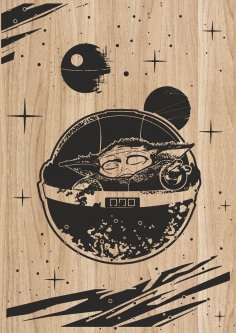 Lazer Gravür Sanat Eseri Yoda Star Wars Karakteri DXF Dosyası