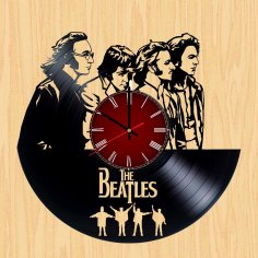 Lazer Kesim Beatles Plak Duvar Saati Şablonu Ücretsiz Vektör