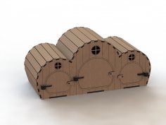 Çocuklar için Lazer Kesim Ahşap Ev Oyuncak 3D Şablon Ücretsiz Vektör
