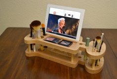 Bayan Makyaj Seti, iPad Standı, Kalemlik CNC Lazer Şablonu Ücretsiz Vektör için Düzenleyici
