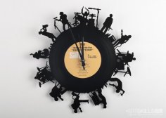 Lazer Kesim Müzisyen Vinil Plak Saat DXF Dosyası