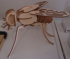 Ahşap Sinek 3D Model Lazer Kesim Şablonu Ücretsiz Vektör