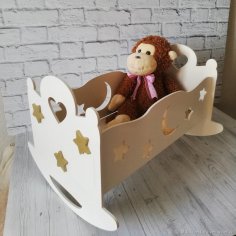 Oyuncak Bebekler İçin Sallanan Beşik Lazer Kesim Şablonu Ücretsiz Vektör