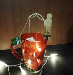 Lazer Kesim Sevimli Kupa Asma Çay Poşeti Tutucular Ücretsiz Vektör