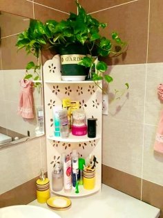 Lazer Kesim Banyo Köşe Rafı Ücretsiz Vektör