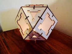 Lazer Kesim Ahşap Küboktahedron Lamba Ücretsiz Vektör