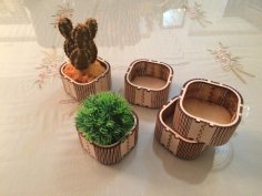 Lazer Kesim Ahşap Mini Kutu Çiçek Kutusu Vazo DXF Dosyası