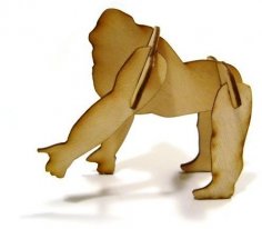 Lazer Kesim 3D Puzzle Goril 1mm Kontraplak DXF Dosyası