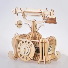 Lazer Kesim Nostaljik Telefon Oyuncak 3D Ahşap Model Ücretsiz Vektör