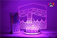 Lazer Kesim Ramazan Bayramı 3D Gece Lambası Mekke Camii İslami Müslüman DXF Dosyası