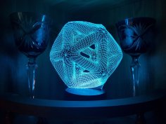 Lazer Kesim İkozahedron 3D Gece Lambası Akrilik Optik İllüzyon Lamba Ücretsiz Vektör