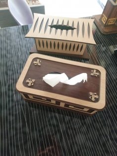 Lazer Kesim Ahşap Mendil Kutusu Yüz Mendili Tutucu Ücretsiz Vektör