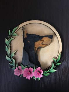 Lazer Kesim Duvar Sanatı Doberman Katmanlı Sanat Ücretsiz Vektör