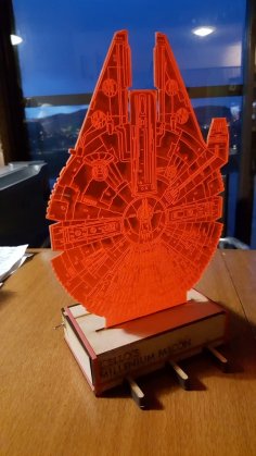 Lazer Kesim Star Wars Millenium Falcon ve Stand 3D Optik İllüzyon Lamba DXF Dosyası