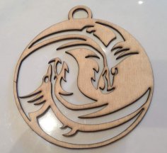 Lazer Kesim Ejderha Yin Yang DXF Dosyası