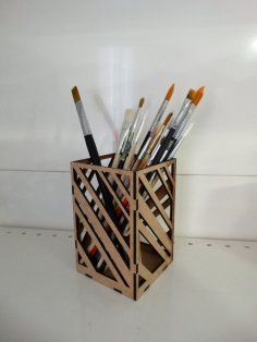 Lazer Kesim Ofis Masası İçin Modern Kalemlik 3mm DXF Dosyası
