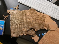 Lazer Kesim Kazınmış Ahşap Vancouver Haritası DXF Dosyası